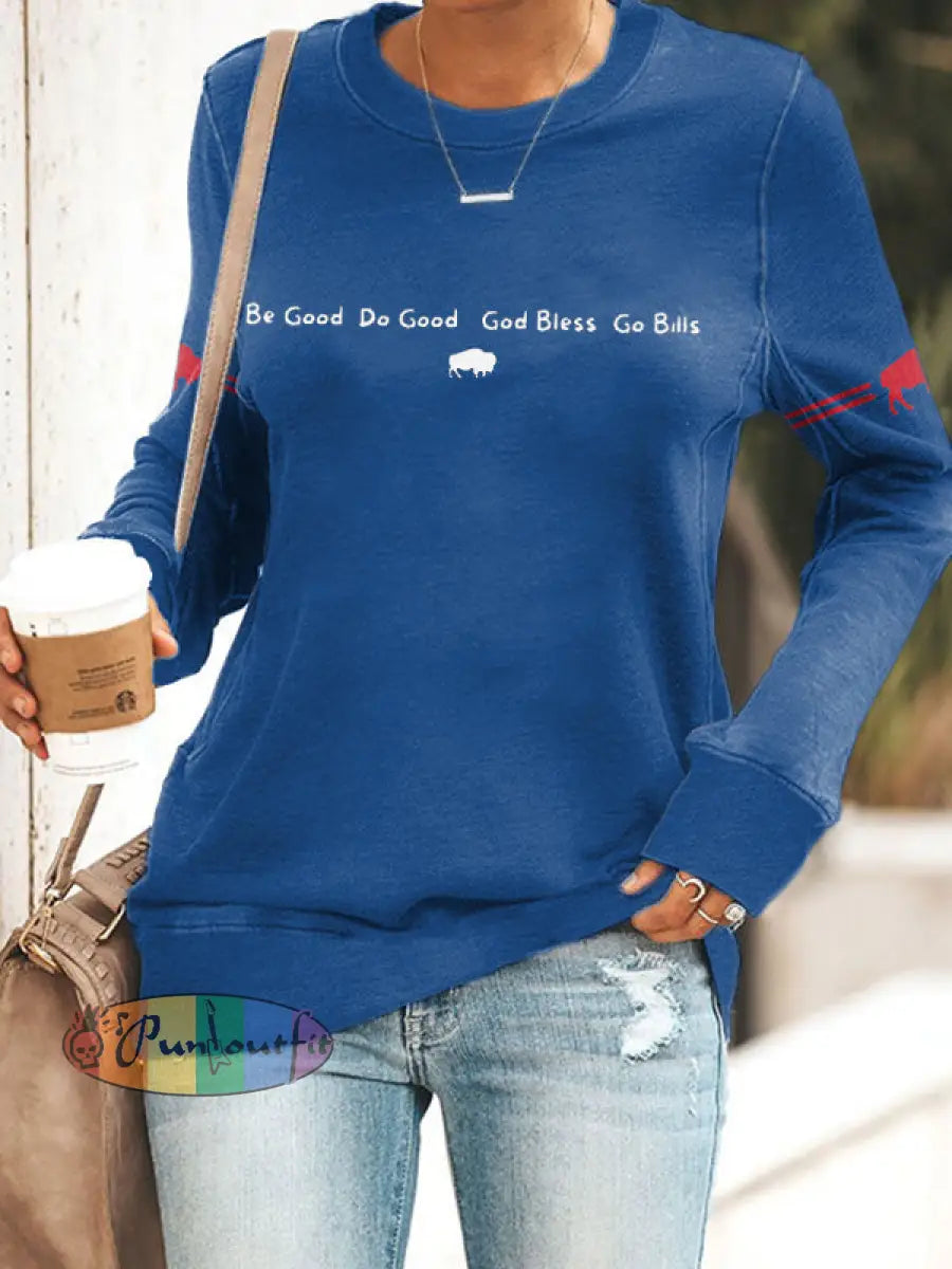 Women’s Buffalo Football Lover Printed Sweatshirt Blue / S