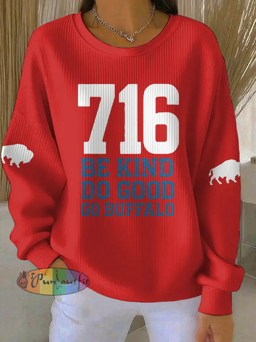 Women’s Buffalo Football Lover Printed Sweatshirt Red / S