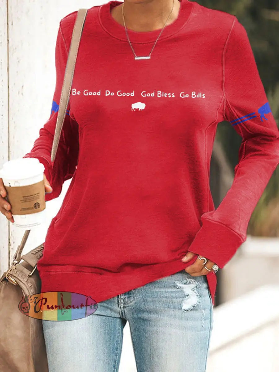 Women’s Buffalo Football Lover Printed Sweatshirt Red / S