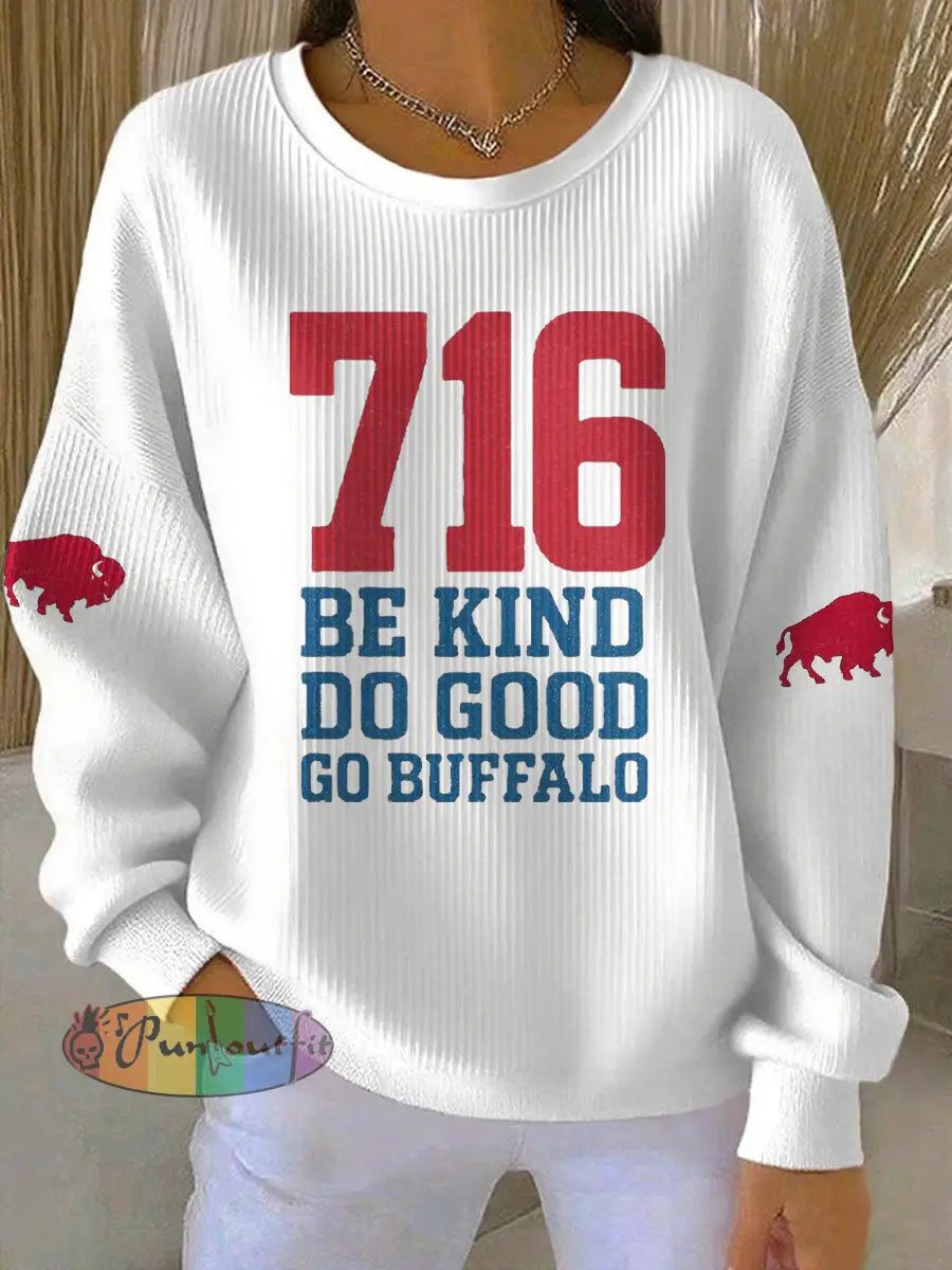 Women’s Buffalo Football Lover Printed Sweatshirt White / S