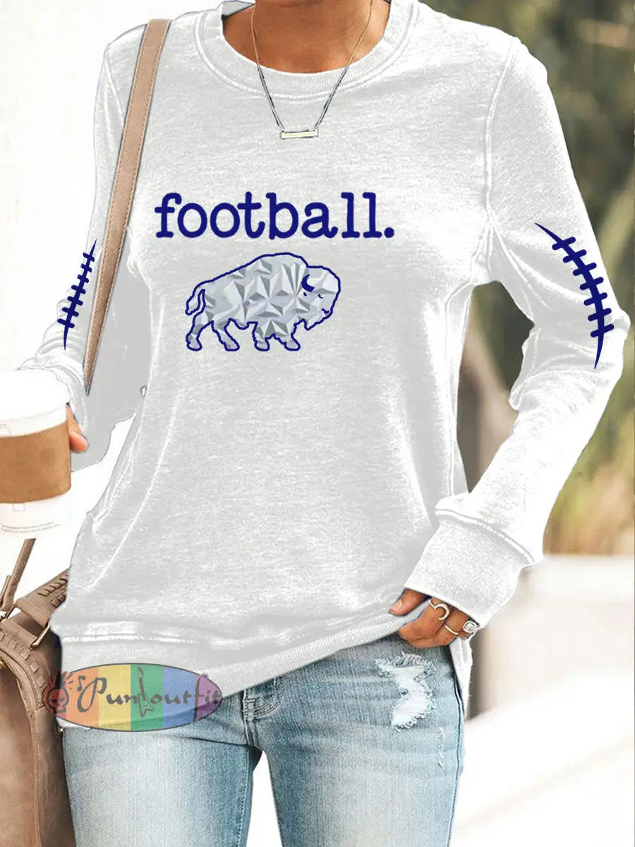 Women’s Buffalo Football Lover Printed Sweatshirt White / S