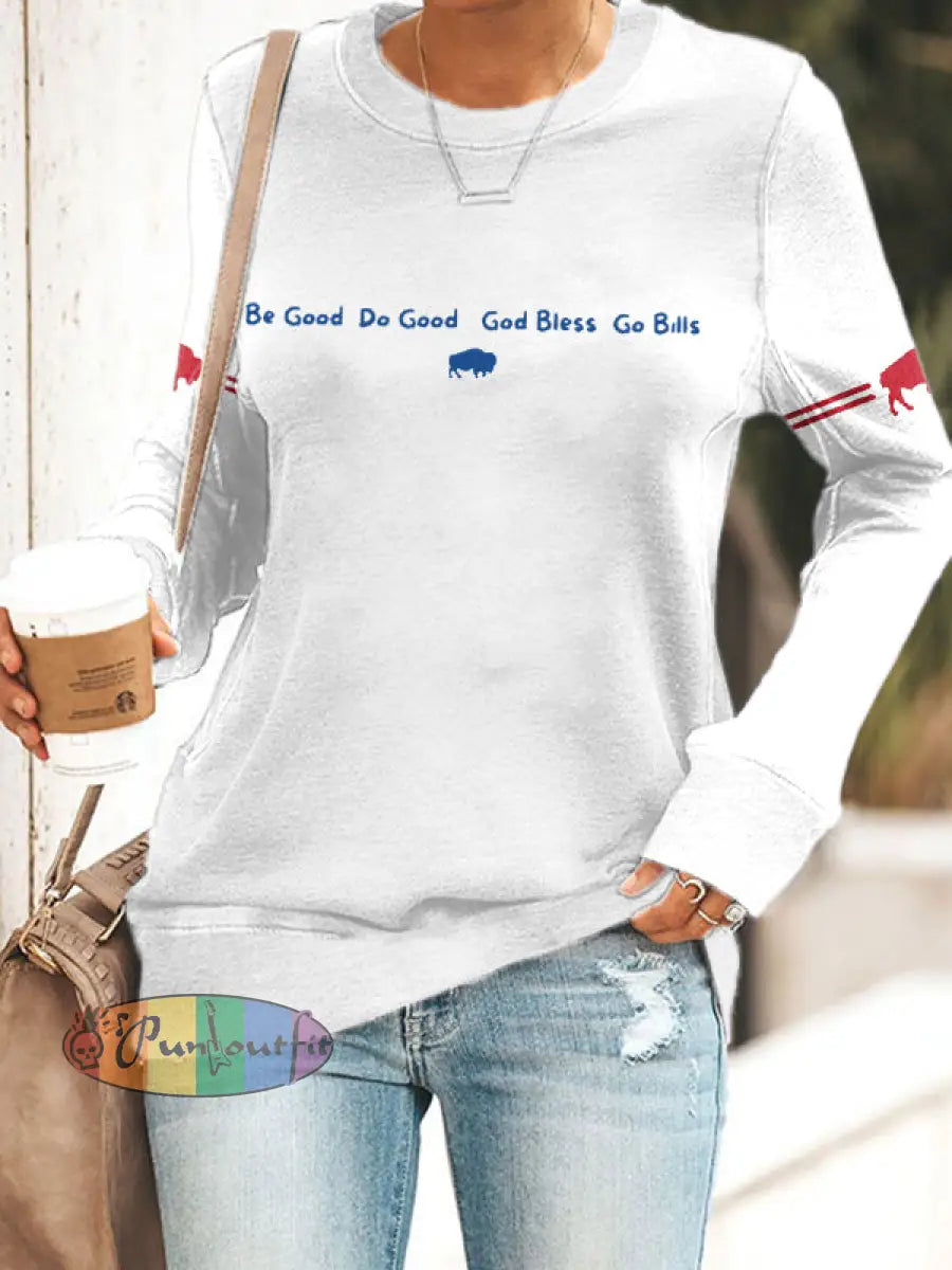 Women’s Buffalo Football Lover Printed Sweatshirt White / S