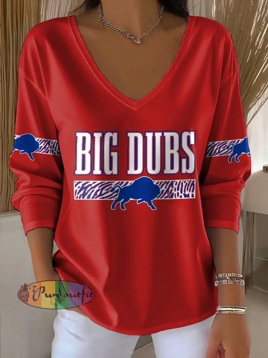 Women’s Buffalo Football Lover Printed Tops Red / S