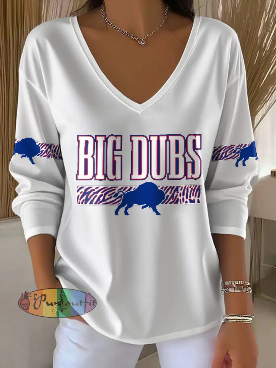 Women’s Buffalo Football Lover Printed Tops White / S