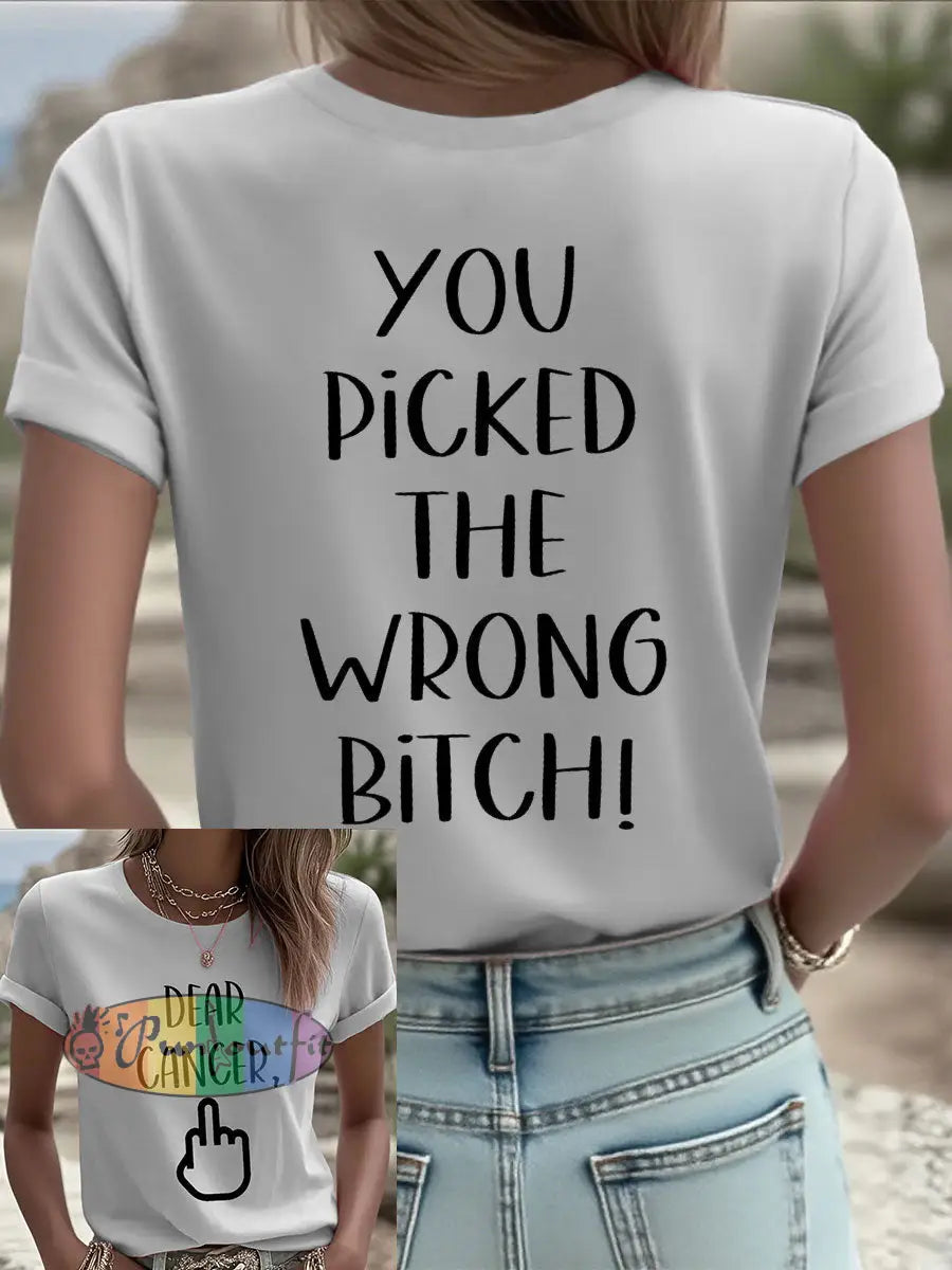 Women’s Dear cancer you picked the wrong bitch T shirts Gray / S