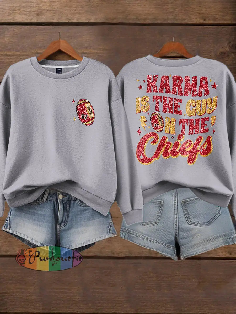 Women’s Diva Engaged Era 8987 Karma Is The Guy Printed Sweatshirt Light Gray / S