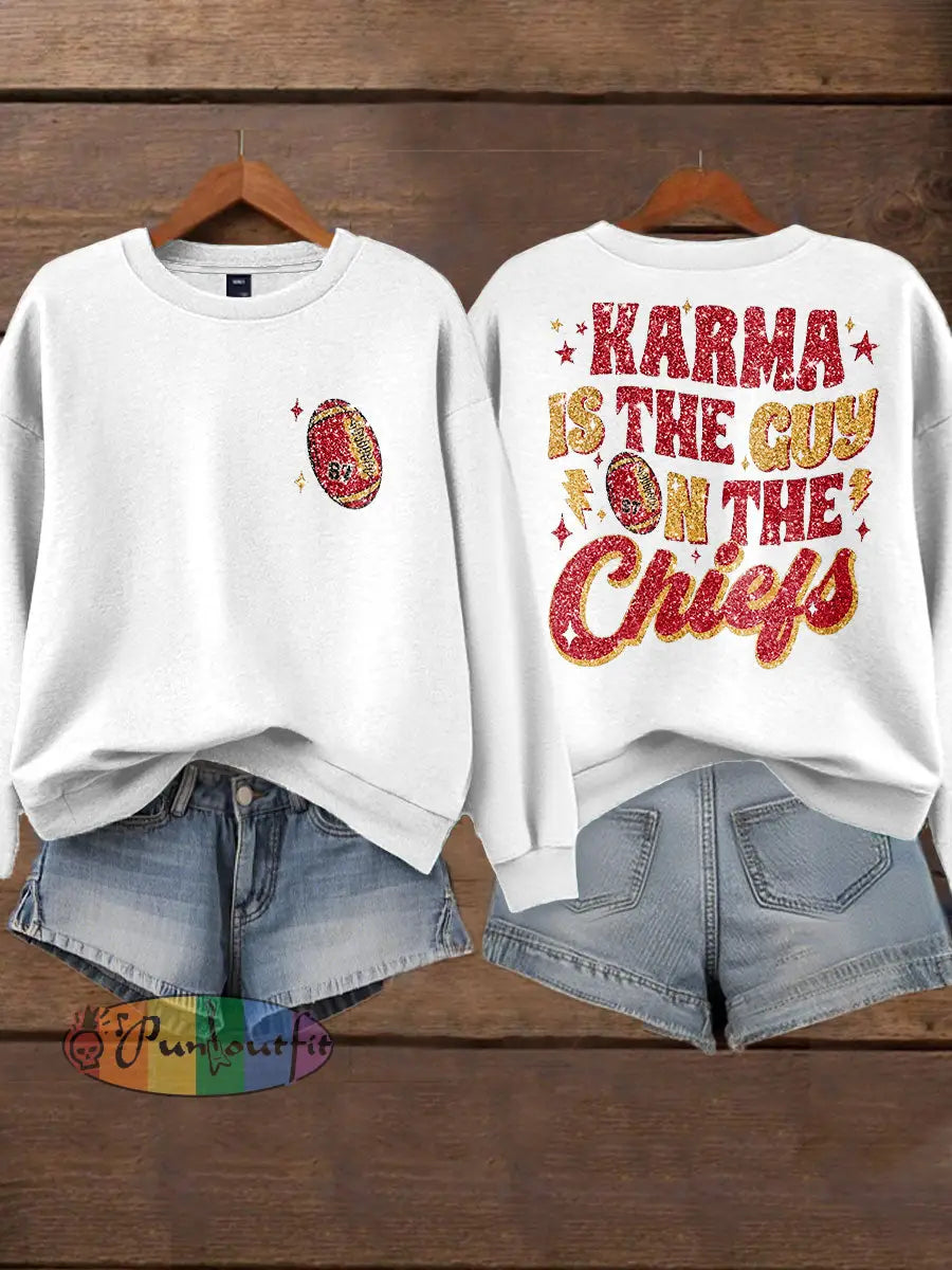 Women’s Diva Engaged Era 8987 Karma Is The Guy Printed Sweatshirt White / S