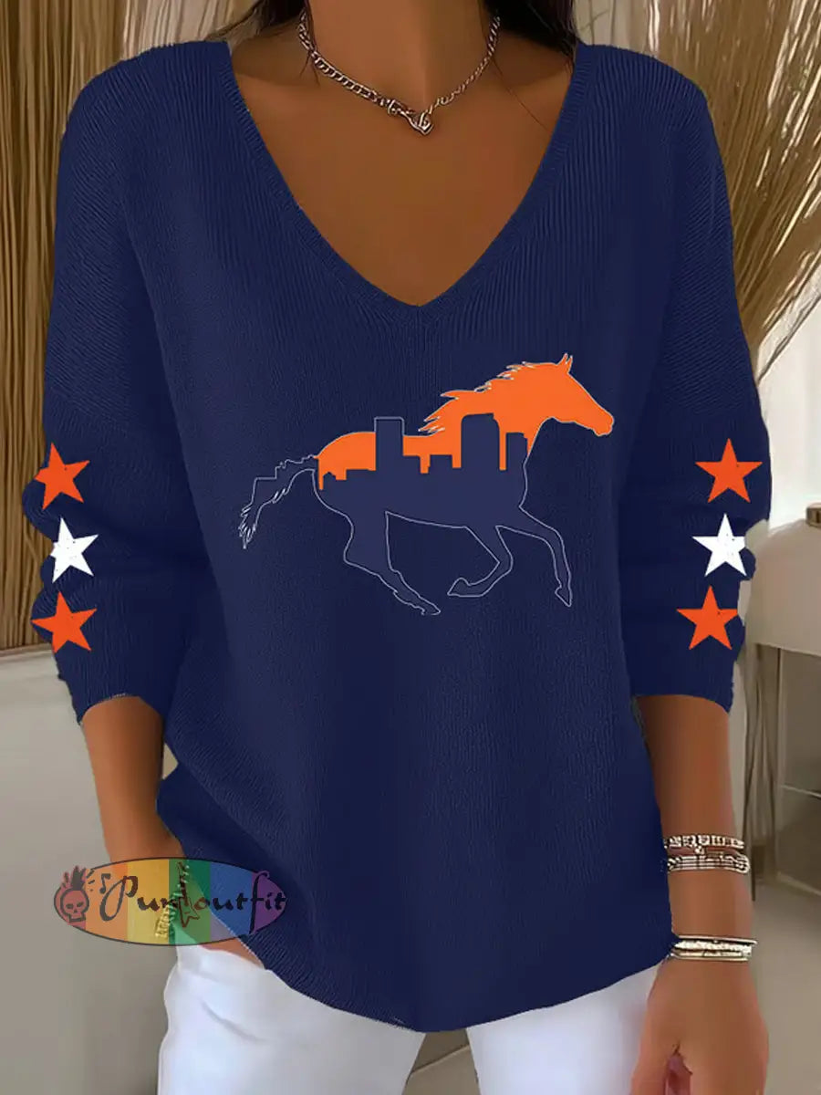 Women’s Fans Lovers Gameday Casual Long-Sleeve Top Navy Blue / S