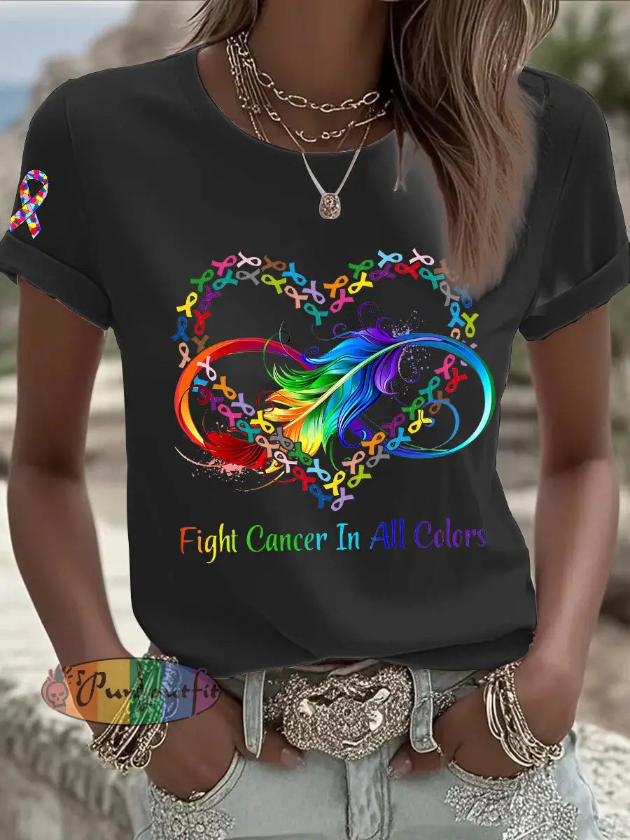 Women’s Fight Cancer T Shirt Black / S