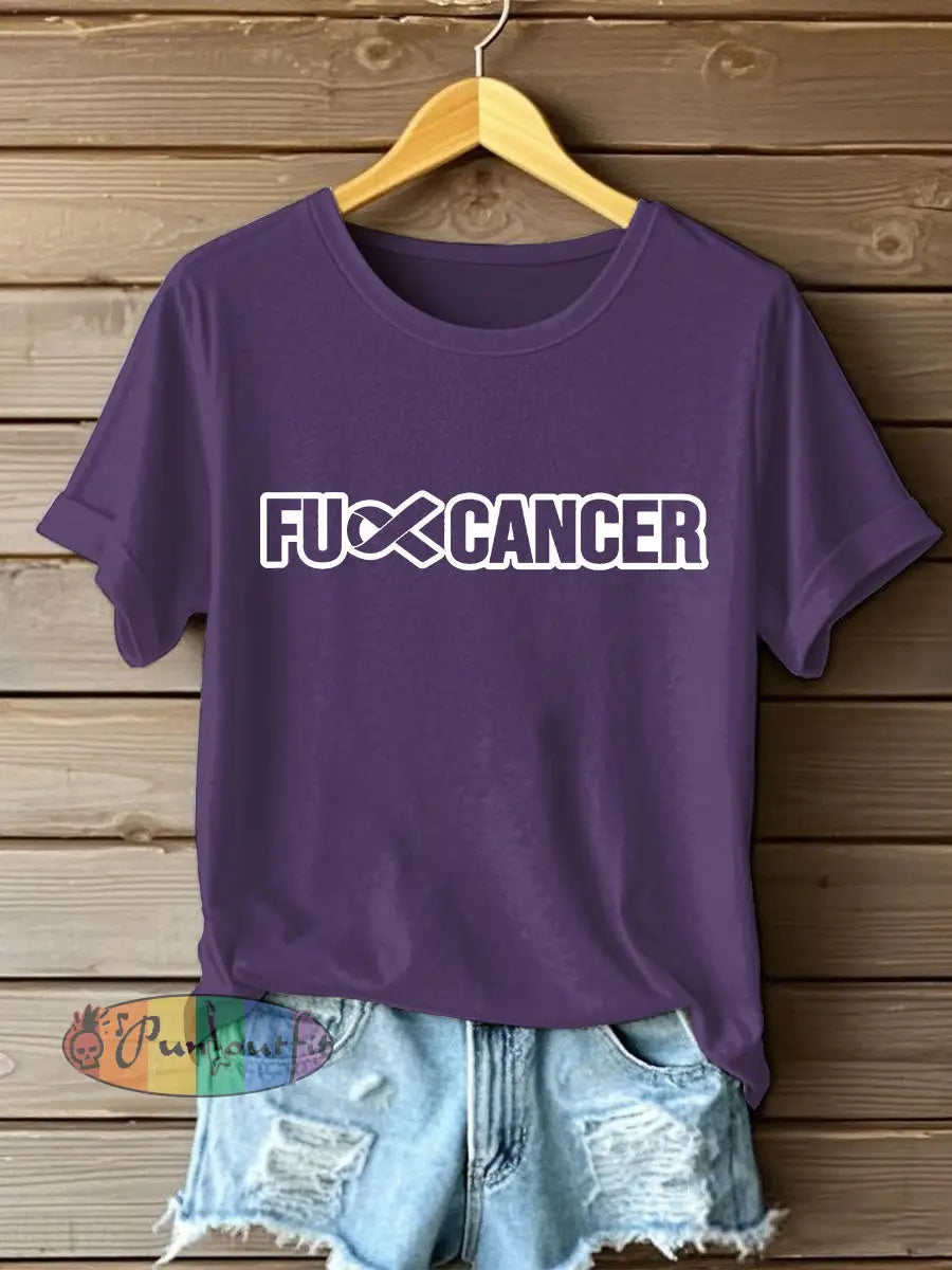 Women’s Fight Cancer T Shirt Deep Purple / S