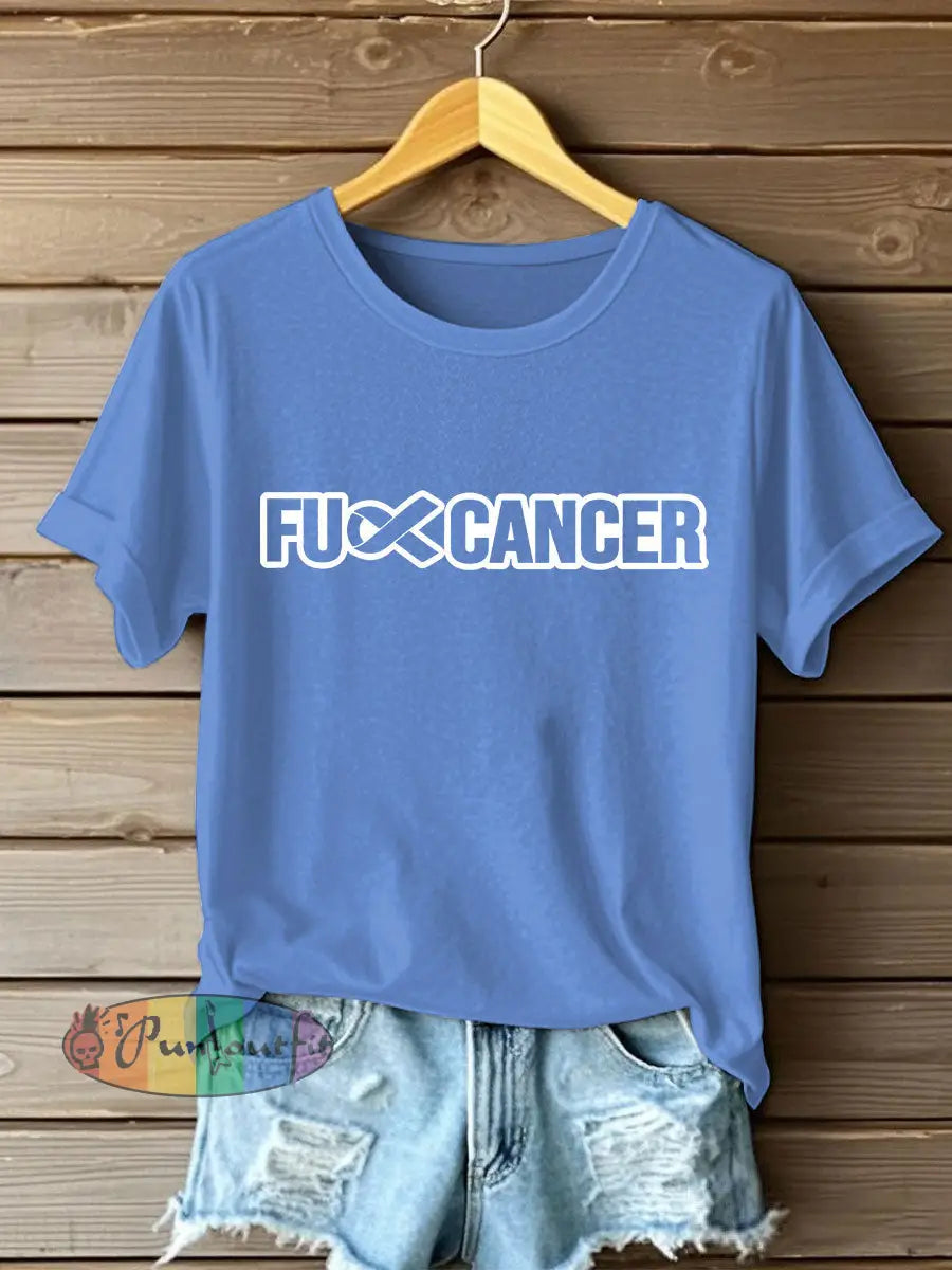Women’s Fight Cancer T Shirt Light Blue / S