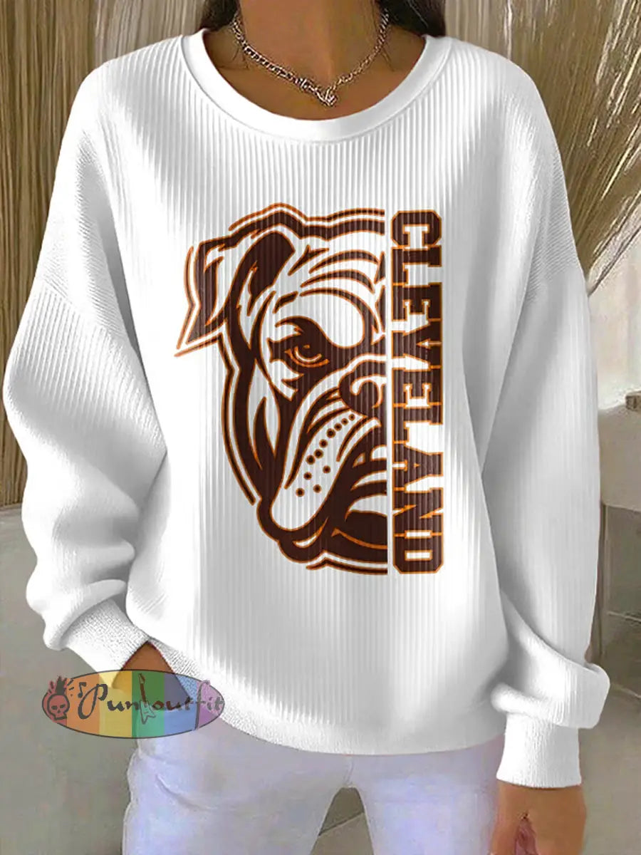 Women’s Football Fans Lovers Gameday Casual Regular Sweatshirt White / S