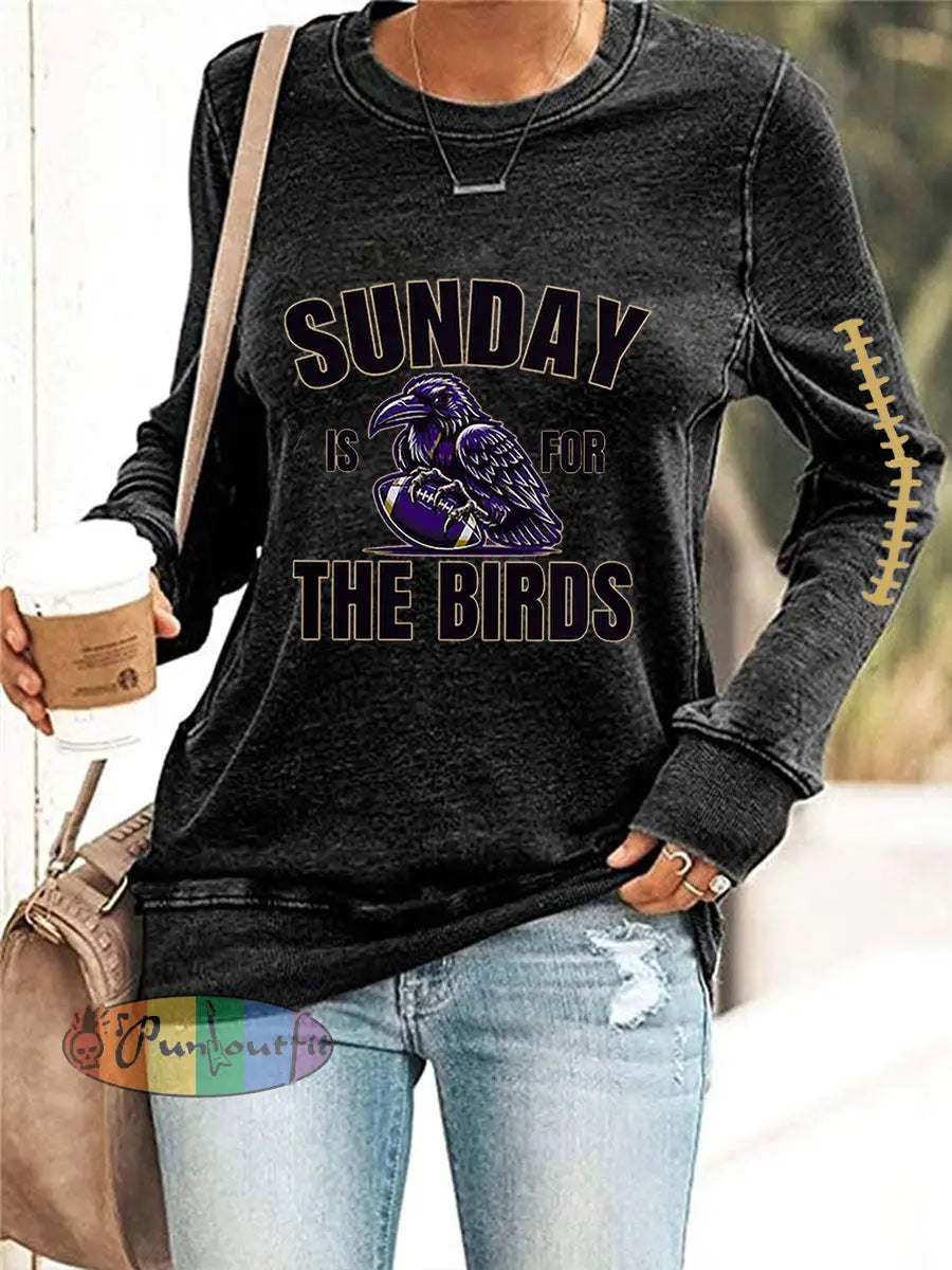 Women’s Football Fans Lovers Gameday Casual Sweatshirt Black / S