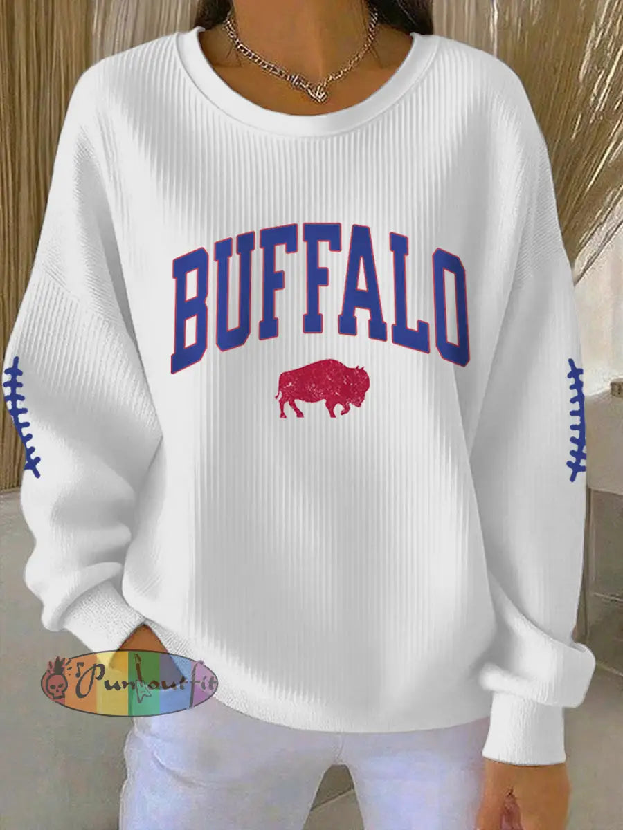 Women’s Football Fans Lovers Gameday Casual Sweatshirt White / S