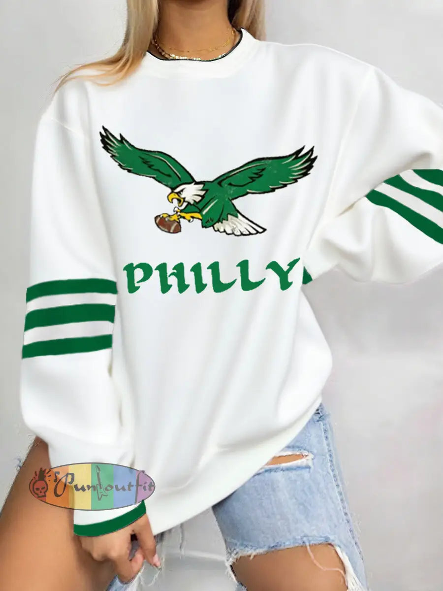 Women’s Football Fans Lovers Gameday Casual Sweatshirt White / S