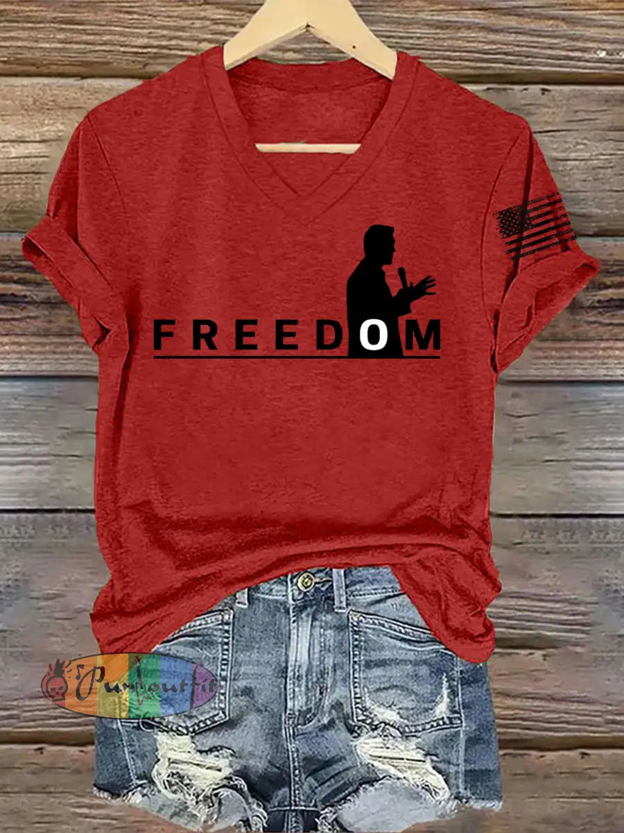 Women’s FREEDOM Short Sleeve T-Shirt Red / S