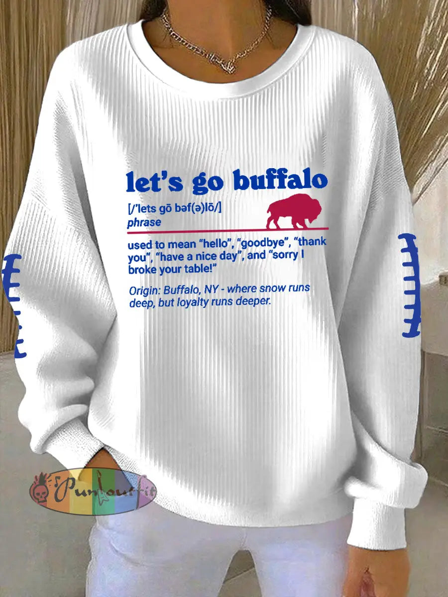 Women’s Go Buffalo Football Fans Lovers Gameday Casual Sweatshirt White / S