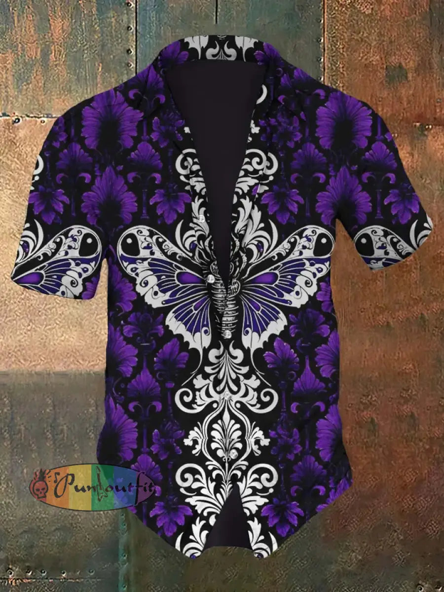 Women’s Halloween Skull Vintage Print Suspender Dress Short Sleeve Shirt / S