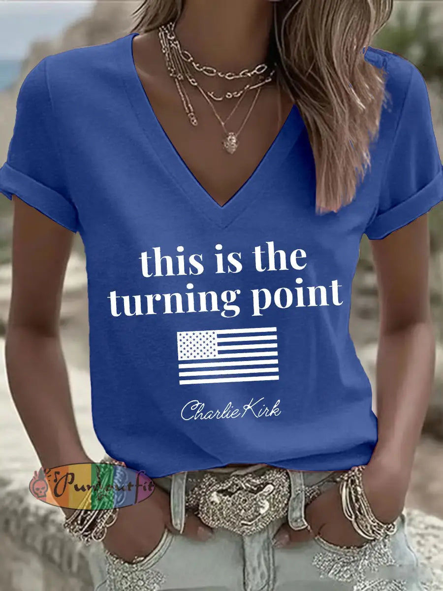 Women’s patriotic print T-shirt Blue / S