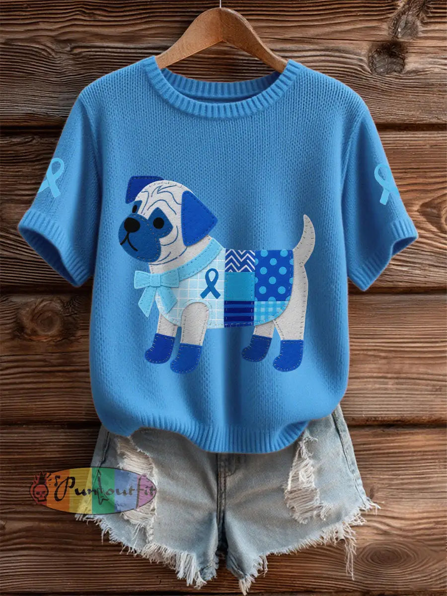 Women’s Prostate Cancer Pug Tops Blue / S