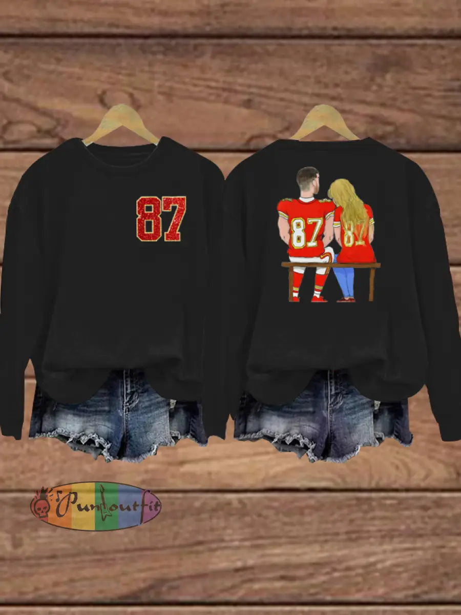 Women’s Taylor Swift and Travis Kelce Engagement Regular Sweatshirt Black / S