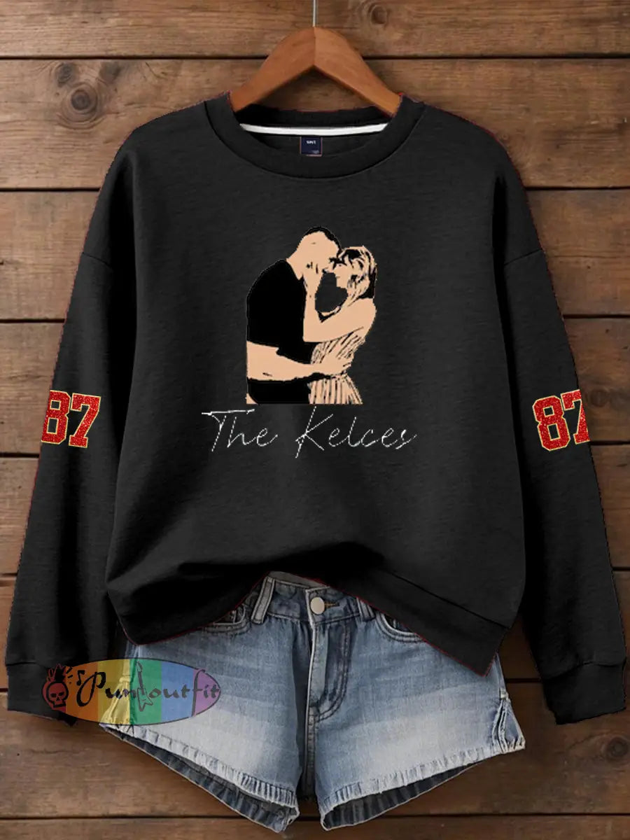 Women’s Taylor Swift and Travis Kelce Engagement Regular Sweatshirt Black / S