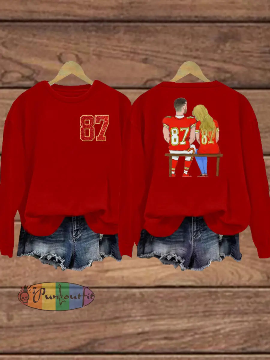 Women’s Taylor Swift and Travis Kelce Engagement Regular Sweatshirt Red / S