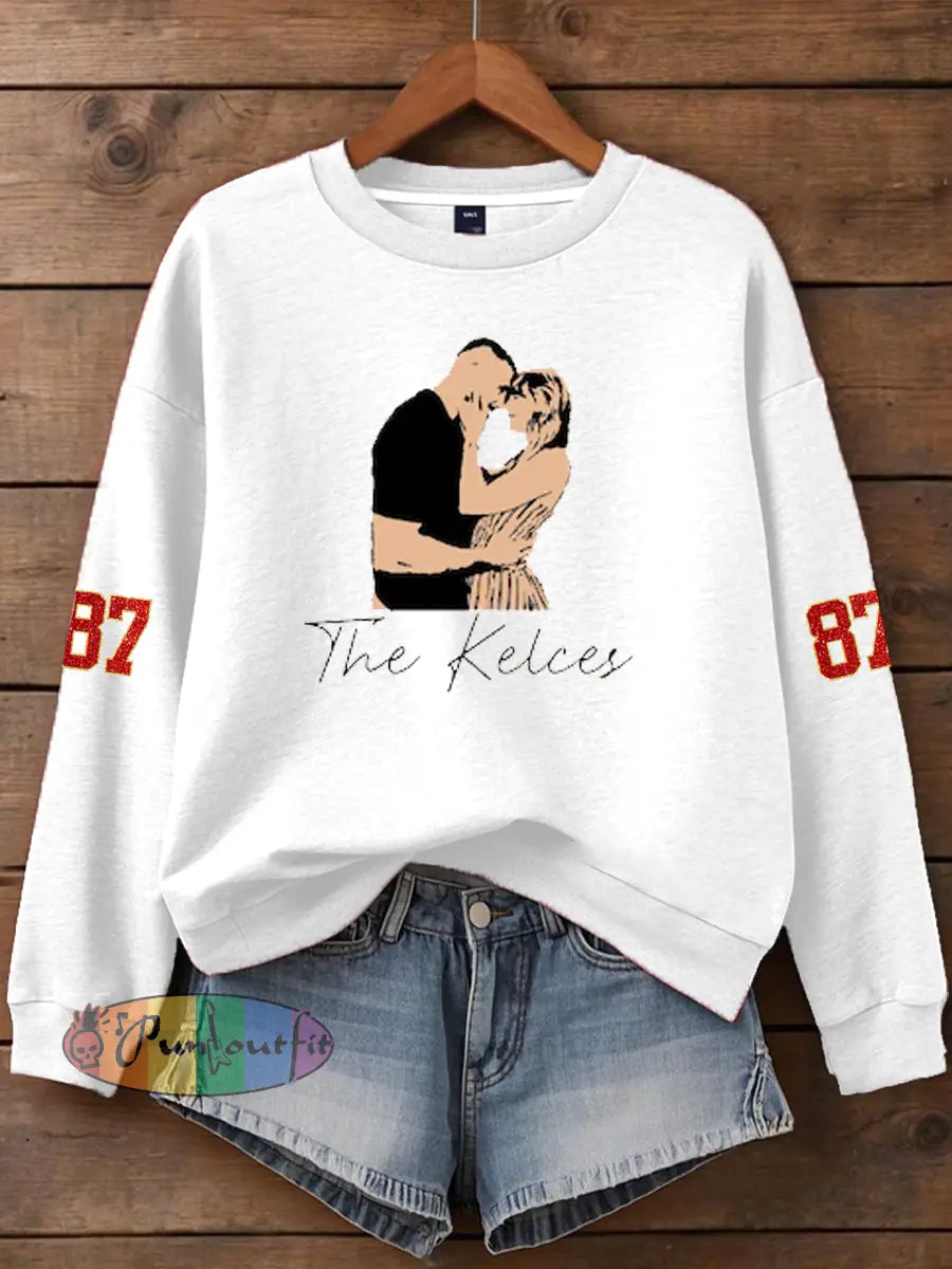 Women’s Taylor Swift and Travis Kelce Engagement Regular Sweatshirt White / S