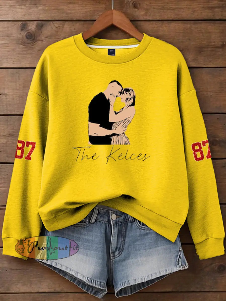 Women’s Taylor Swift and Travis Kelce Engagement Regular Sweatshirt Yellow / S