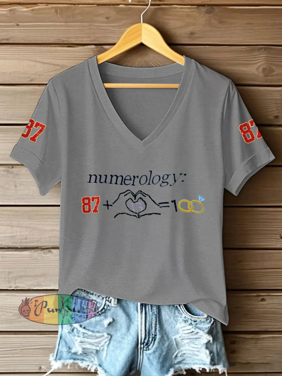 Women’s Taylor Swift and Travis Kelce Engagement short sleeved T shirt Light Gray / S