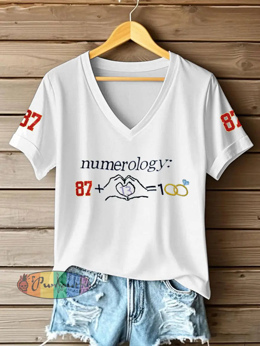 Women’s Taylor Swift and Travis Kelce Engagement short sleeved T shirt White / S