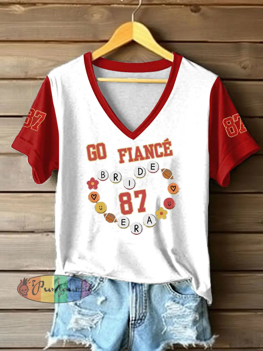Women’s Taylor Swift and Travis Kelce Engagement short sleeved T shirt White / S