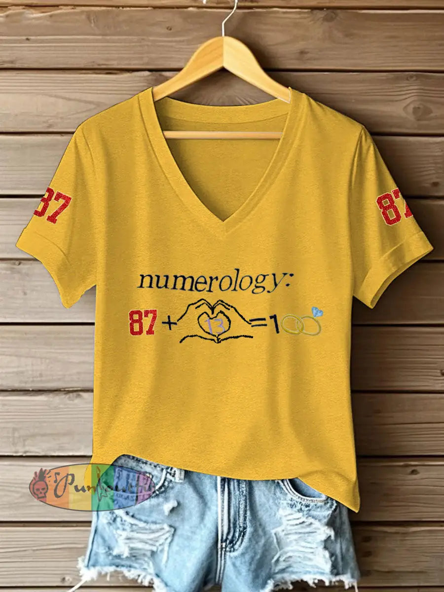 Women’s Taylor Swift and Travis Kelce Engagement short sleeved T shirt Yellow / S