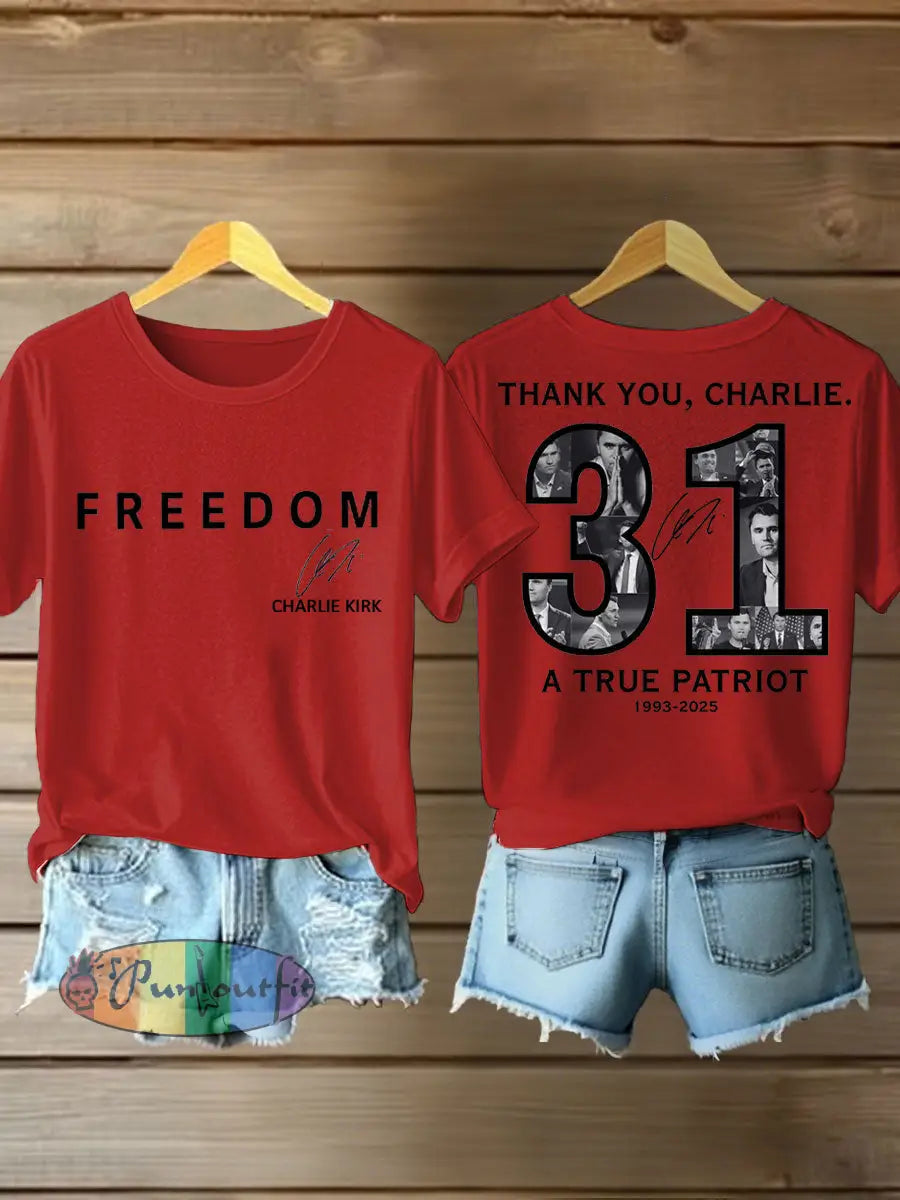 Women’s Thank You Charlie 31 True Patriot Printed T-shirt Red / S