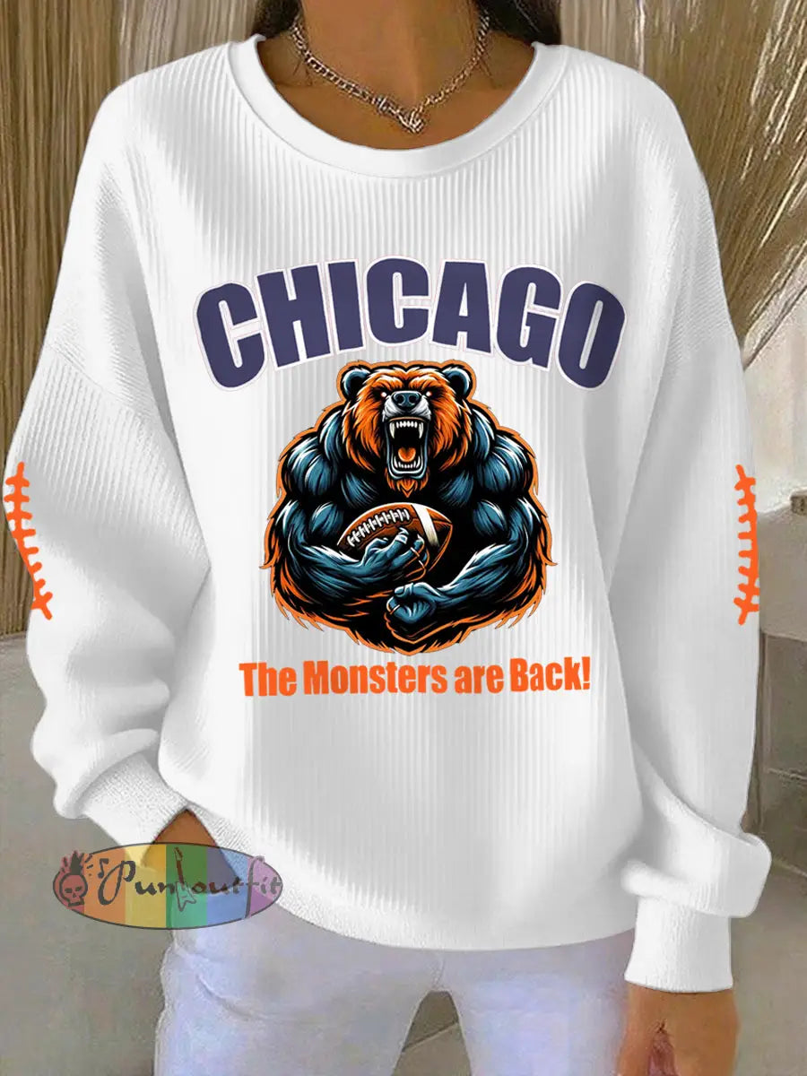 Women’s The Monsters Are Back! Football Fans Lovers Gameday Casual Sweatshirt White / S