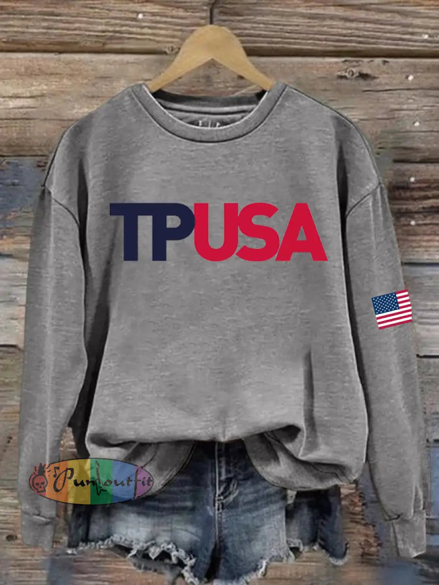 Women’s TPAUSA Printed polyester sweatshirt Light Gray / S