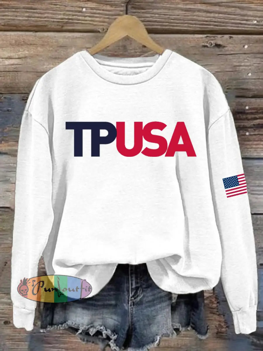 Women’s TPAUSA Printed polyester sweatshirt White / S