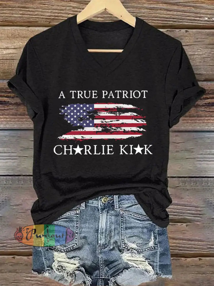Women’s Turning Point Flag Printed T-Shirt Black / S