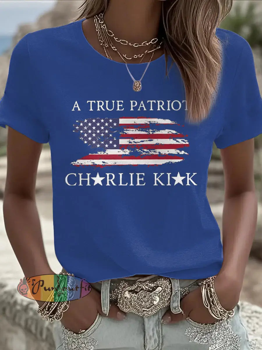 Women’s Turning Point Flag Printed T-shirt Blue / S