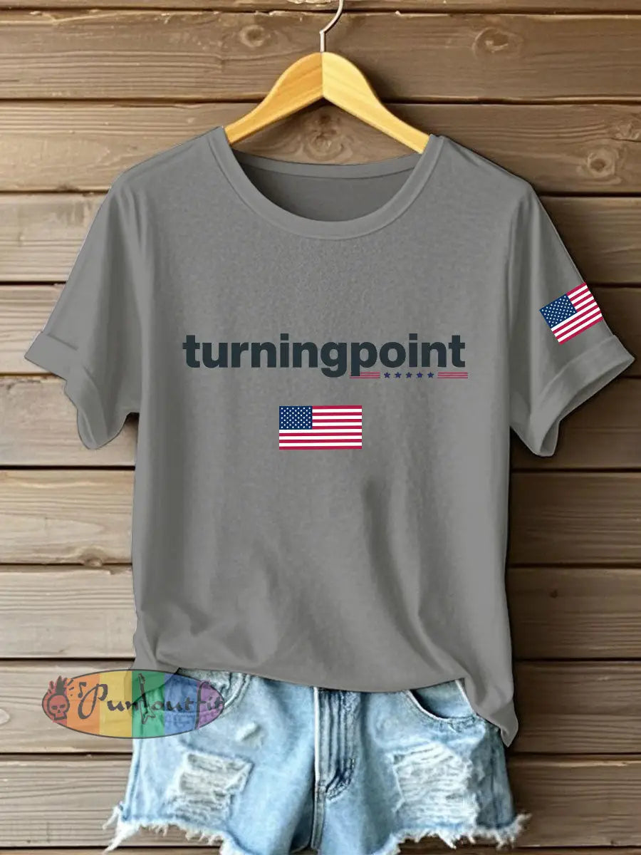 Women’s Turning Point Printed Iron On Short Sleeve T-Shirt Light Gray / S