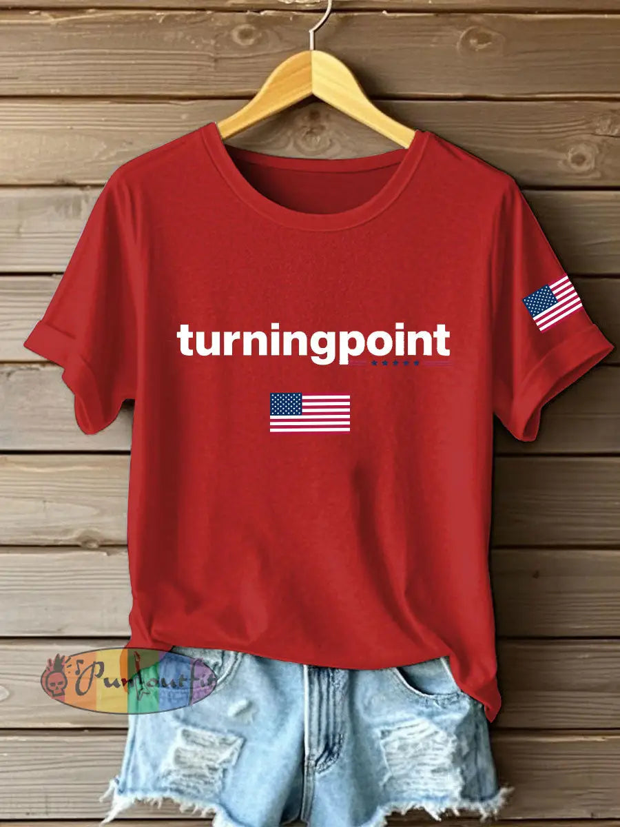 Women’s Turning Point Printed Iron On Short Sleeve T-Shirt Red / S