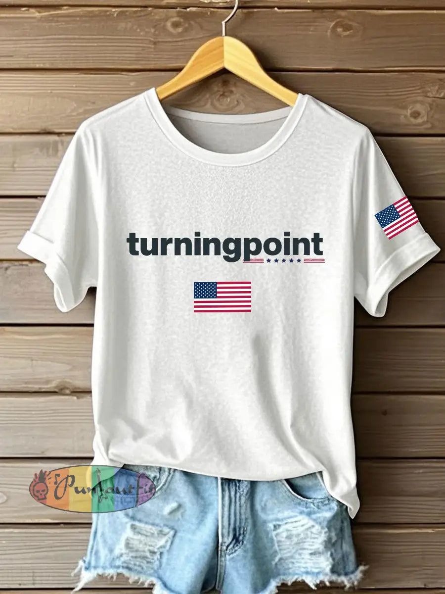 Women’s Turning Point Printed Iron On Short Sleeve T-Shirt White / S