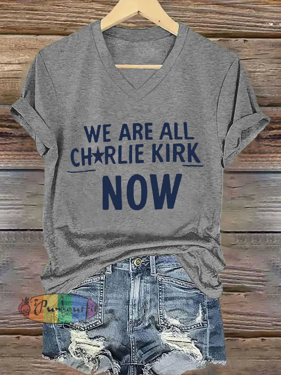 Women’s Voice of Freedom Printed Casual T-shirt Light Gray / S