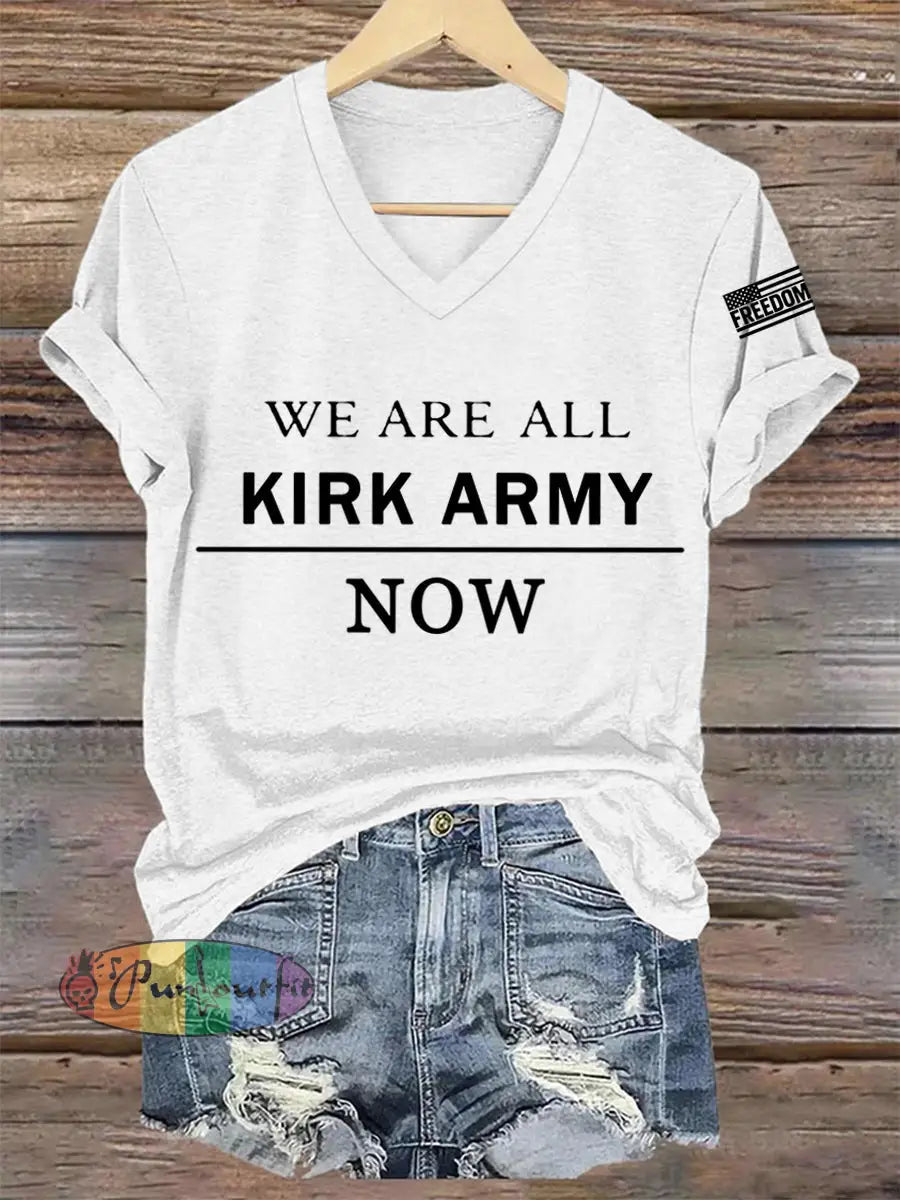 Women’s We Are All Charlie Kirk Army Now! R.I.P Charlie Kirk Tee White / S