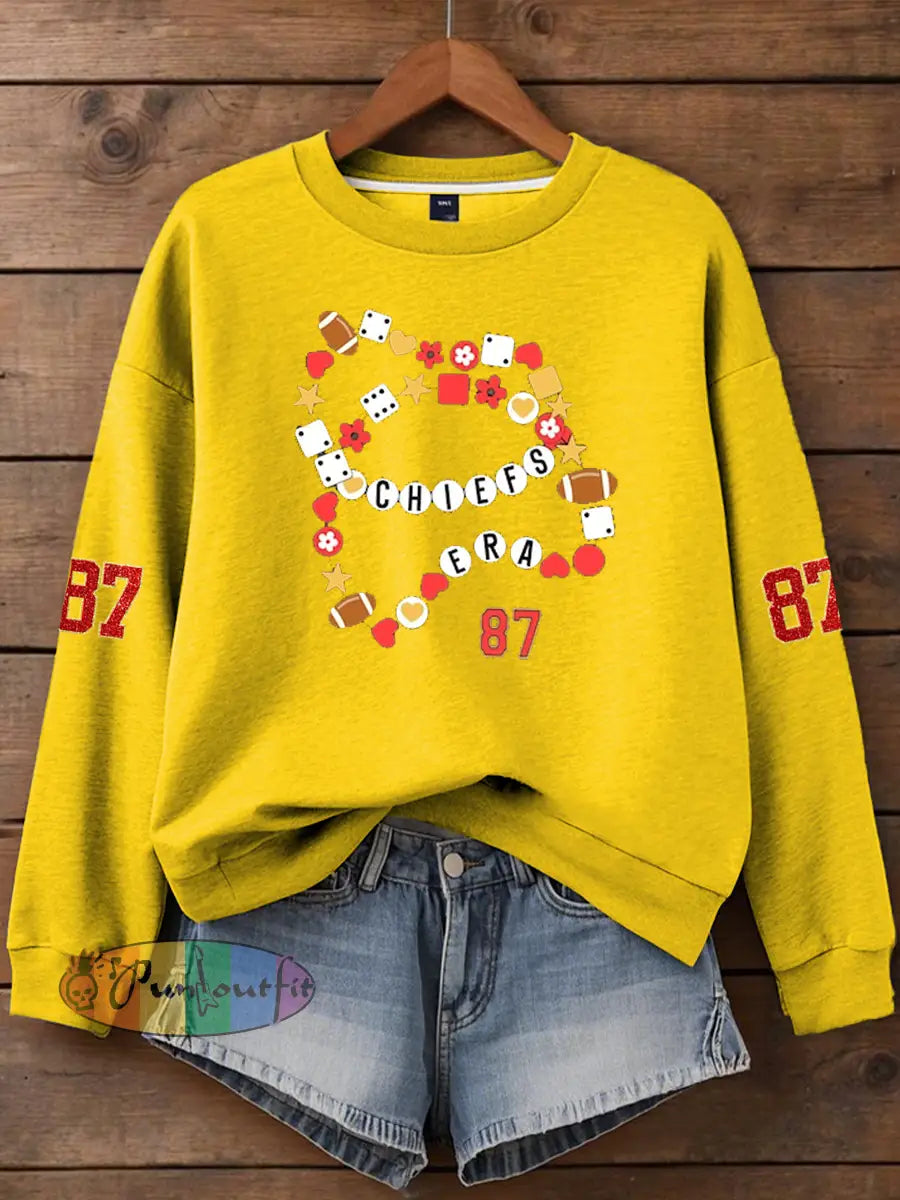 Women’sTaylor Swift and Travis Kelce Engagement Regular Sweatshirt Yellow / S