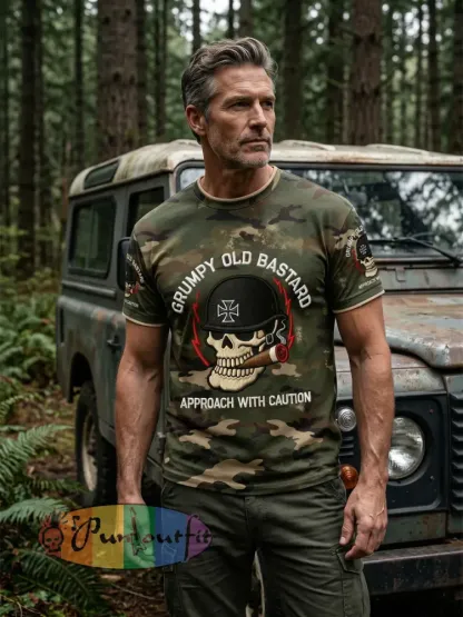 Men's 'grumpy old bastard approach with caution' T-shirts