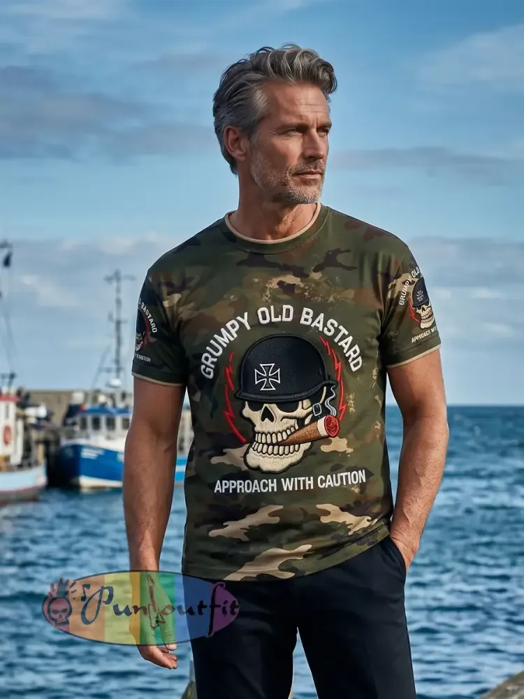 Men's 'grumpy old bastard approach with caution' T-shirts