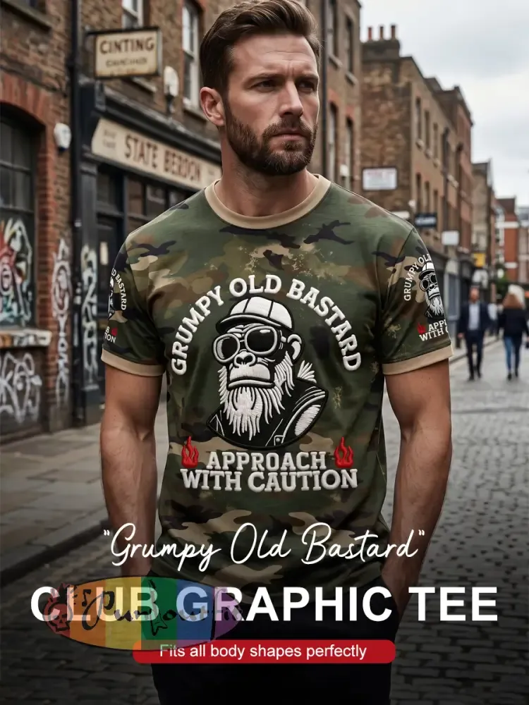 Men's 'grumpy old bastard approach with caution' T-shirts