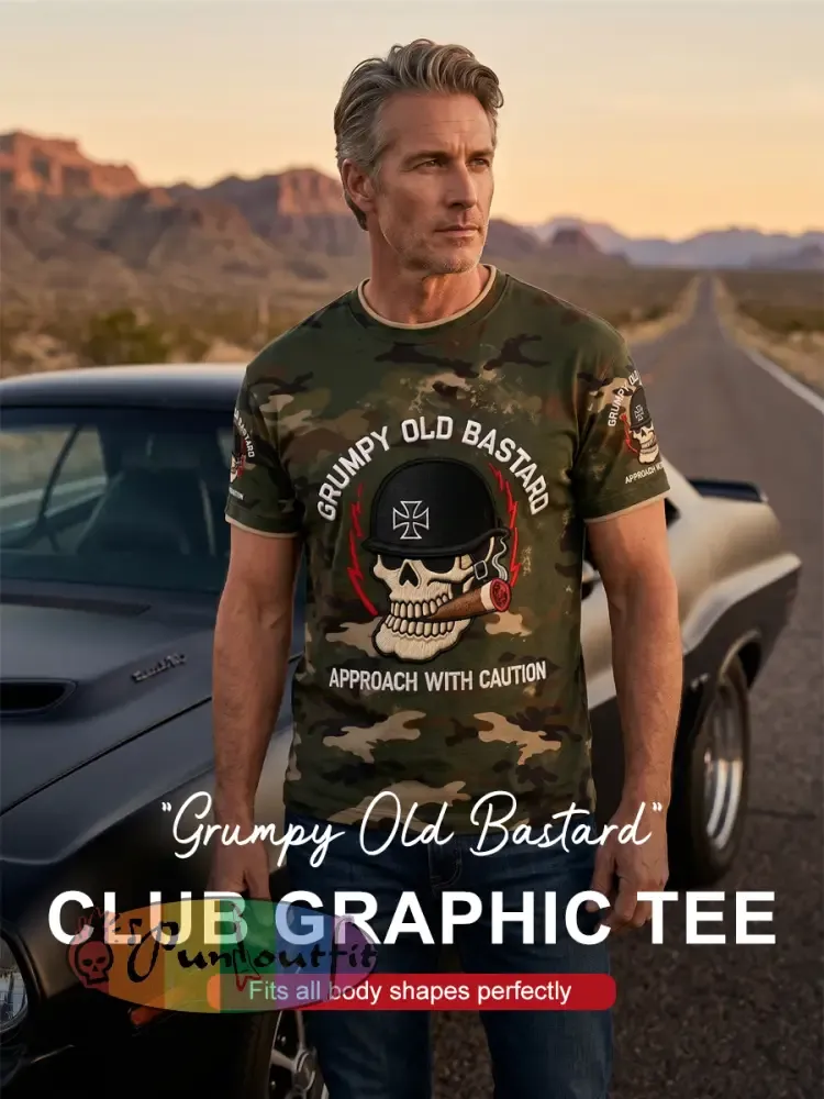 Men's 'grumpy old bastard approach with caution' T-shirts