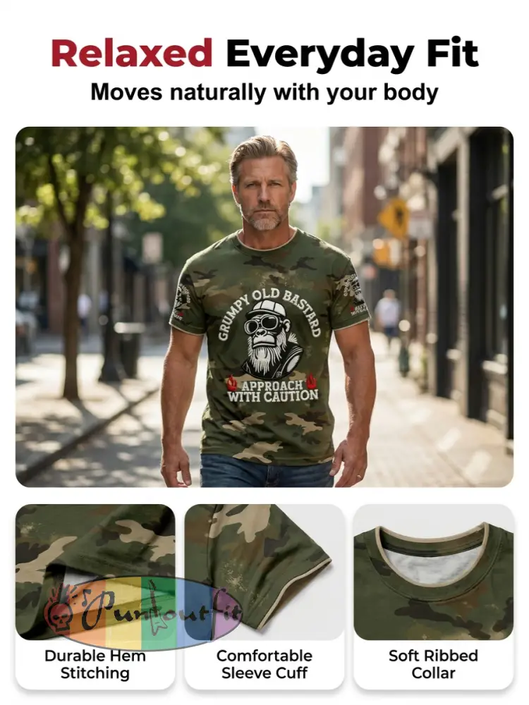 Men's 'grumpy old bastard approach with caution' T-shirts